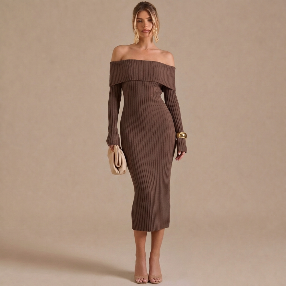 sexy off shoulder long dress for european and american nightclubs