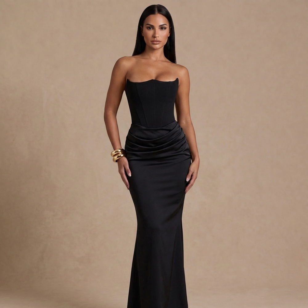 slim tube top long dress sexy fashion bandeau backless party evening dresses for women clothing